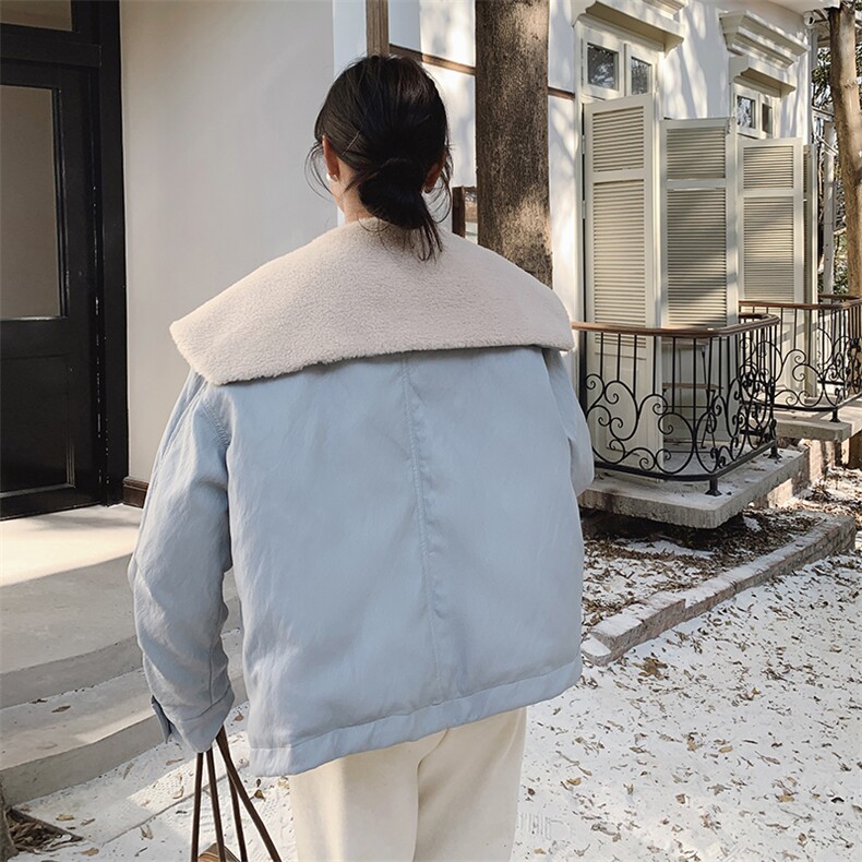 温柔风羊羔毛领工装羽绒服女冬季2025新款白鸭绒内胆巨好看派克服,女装羽绒服,浙宝193A