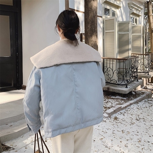 温柔风羊羔毛领工装羽绒服女冬季2025新款白鸭绒内胆巨好看派克服图片
