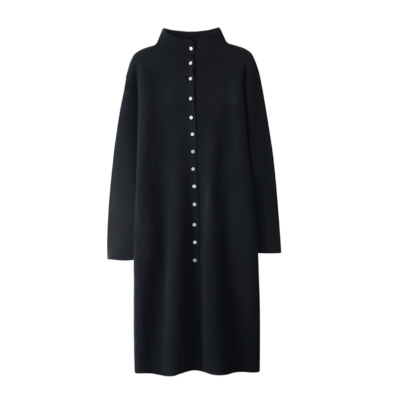 秋冬新款简约时尚半高领长款羊毛大衣女士修身显瘦气质外套，女装毛呢外套，温贝羊绒