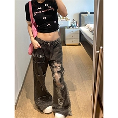 【网图】美式破洞牛仔裤男女款cleanfit工装裤子Y9200CC-特P55，男装牛仔裤，星座1007（原301D）