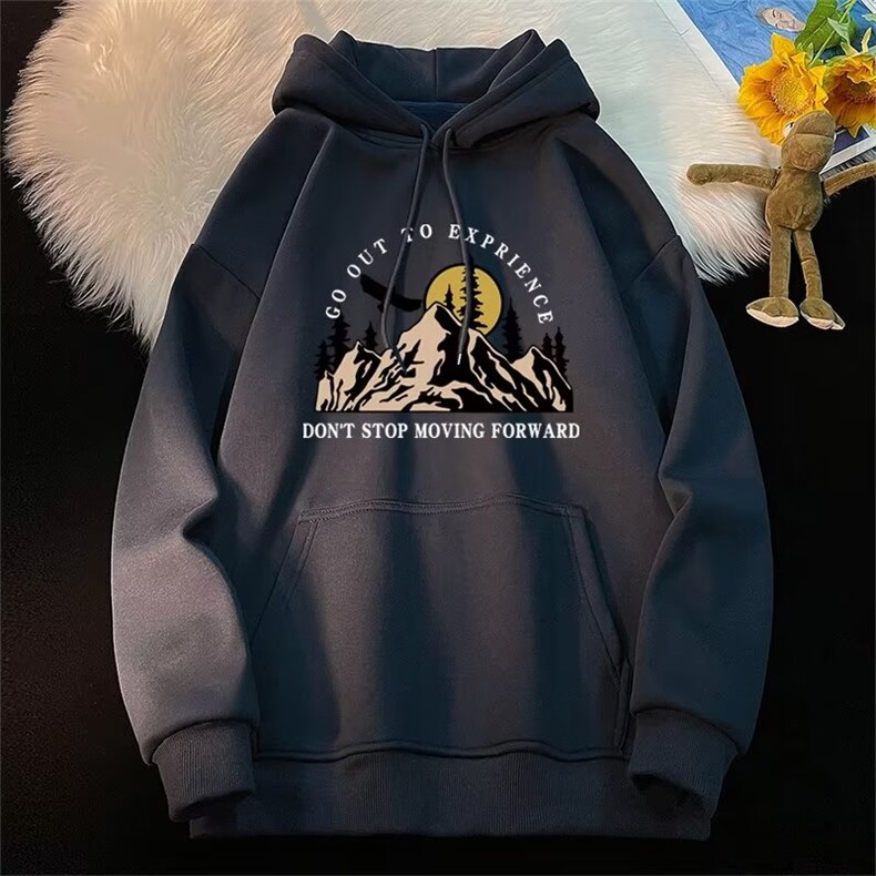 美式复古连帽加绒加厚卫衣男女宽松帅气情侣外套银狐绒L77P50,男装卫衣,星座1116-2