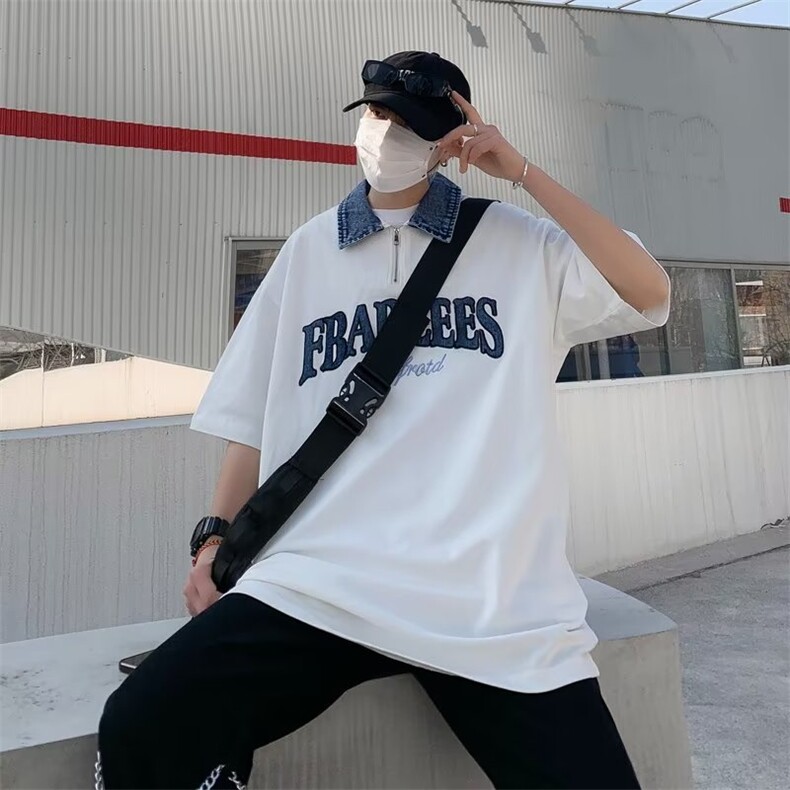 翻领短袖T恤男简约百搭休闲打底五分袖POLO衫GT38P35图片