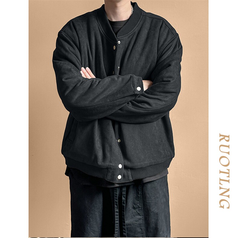 2024鹿皮绒夹克外套棒球服加棉棉服A351-AJ2511-P105加棉,男装夹克,电商A351
