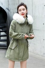 2020冬季新款时尚收腰大毛领棉衣时尚收腰时尚艺术优雅清新收腰中长款派克服，女装派克服，涵亦佰惠