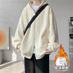 现货WY5528-P75特 大码中性超厚北极绒双拉链开衫外套图片