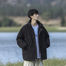 冬季潮牌日系纯色简约加绒加厚保暖防寒休闲棉服外套MY9079-P100，男装棉衣，电商A128