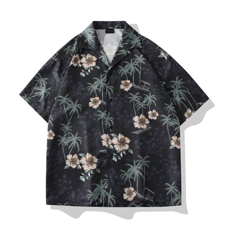 B413-1-CS338花衬衫男短袖夏季痞帅休闲上衣服外套衬衣男控59图片