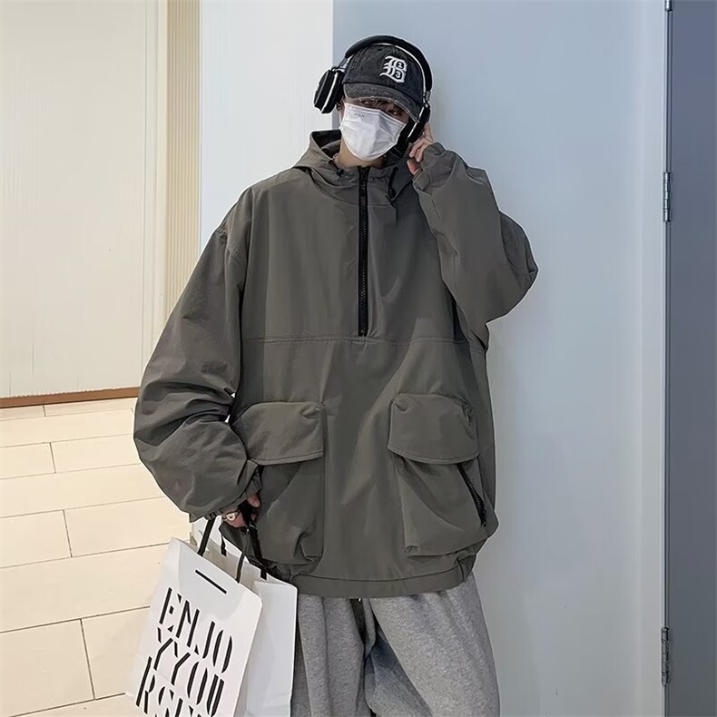 美式复古工装大口袋连帽外套风衣男秋季ins潮机能风夹克WY899-P48,男装夹克,星座1008-1