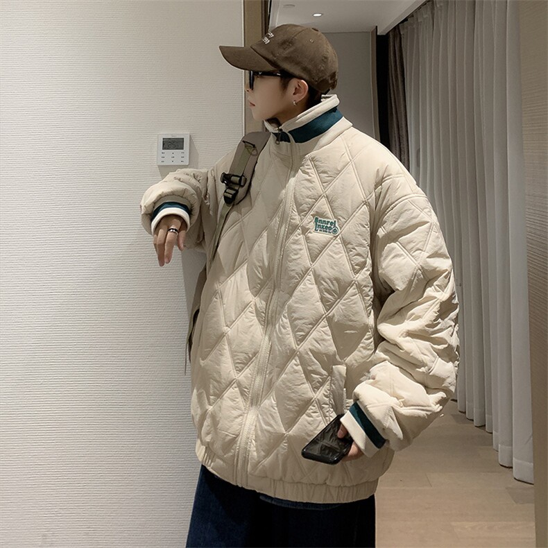冬季oversize美式复古衣外套加厚袄潮牌菱格服男W6312-P78,男装棉衣,星座512-3
