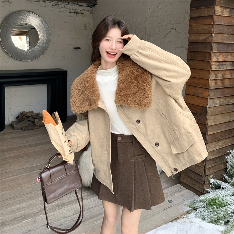 韩版宽松显瘦保暖羽绒服女冬季短款休闲90白鸭绒加厚毛领外套,女装羽绒服,维壹