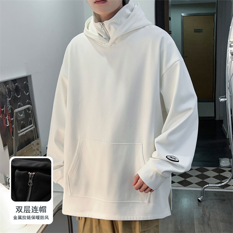 i人社恐半拉链冲锋连帽卫衣男oversize美式高领600g重磅加绒秋季,男装卫衣,星座109