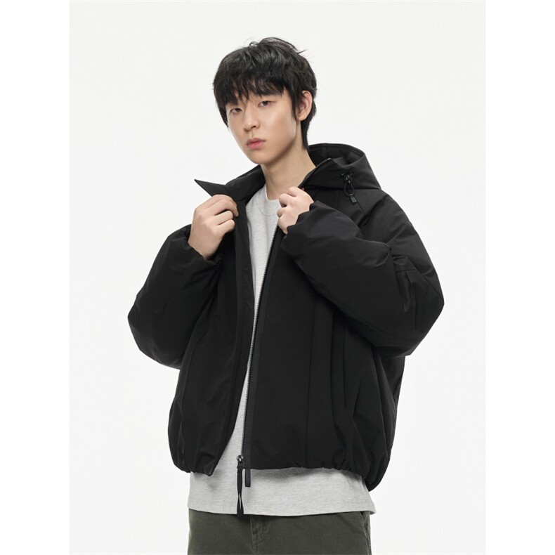 2025冬季新款纯色简约插肩袖连帽羽绒服男潮牌百搭保暖羽绒服外套,男装羽绒服,电商A234
