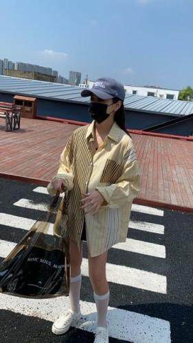 设计感条纹衬衫，女装衬衫，Q.P