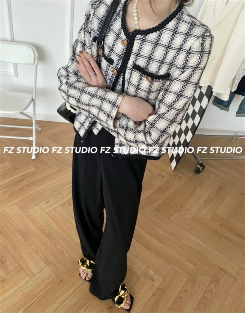 现货，黑白格小香外套，其它，F/TU