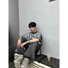 【网图现货】美式复古假两件网纱短袖T恤T52/P35，男装T恤，星座205-3