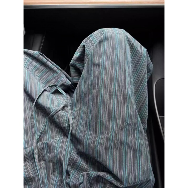 竖条纹阔腿裤男美式慵懒风宽松休闲设计感拖地裤长裤KC30,男装休闲裤,星座1116A（原606A-3）