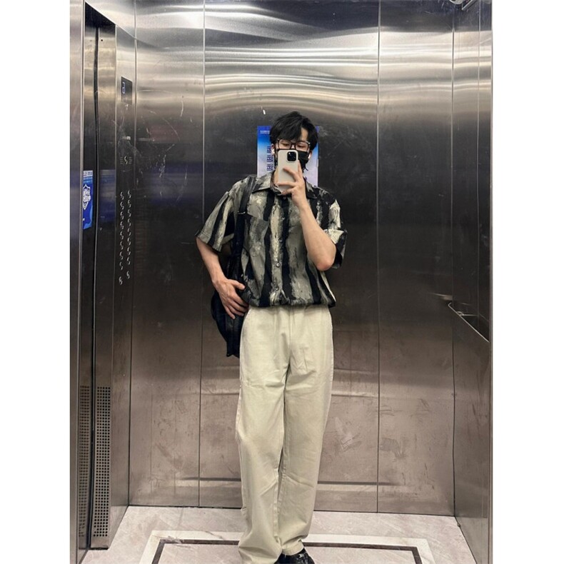 薄款冰丝七分袖衬衣男士潮牌短袖衬衫男装A673,男装衬衫,星座1116A（原606A-3）