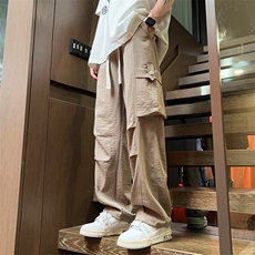 直播数据款春季新款大口袋伞兵裤宽松直筒休闲裤工装裤K515-P42，男装休闲裤，星座914-3
