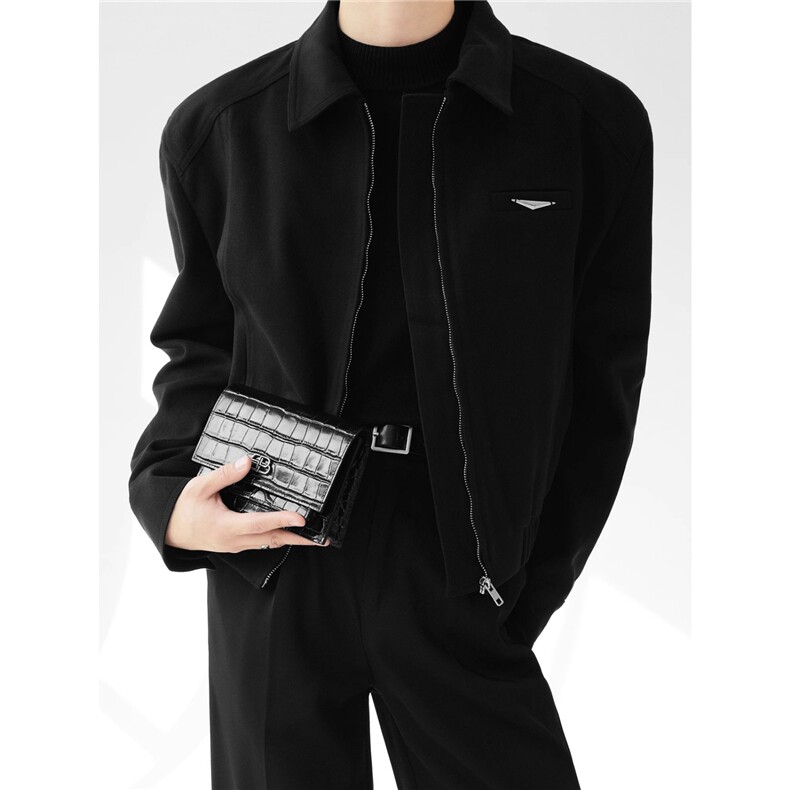 W644-P58Cleanfit韩版设计感男行政夹克简约百搭斜纹双拉链，男装夹克，电商B323A