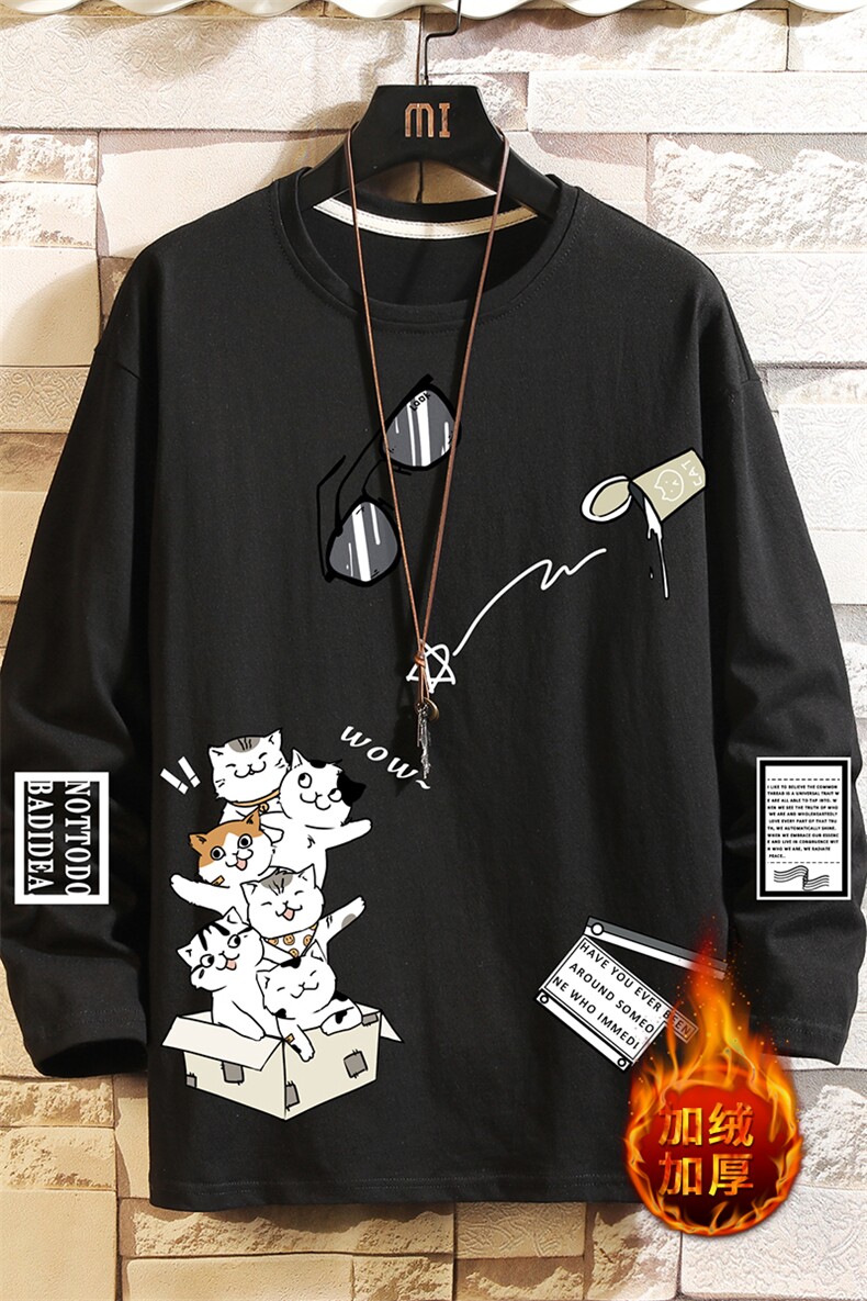 TX3115-P25加绒-P35纯长袖t恤男大码圆领打底衫体恤上衣服,男装T恤,电商A040A