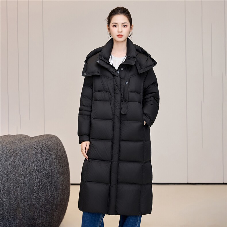 长款棉服女2025新款宽松立领连帽防风冬季棉袄加厚过膝羽绒服,女装羽绒服,阿舍尔精品
