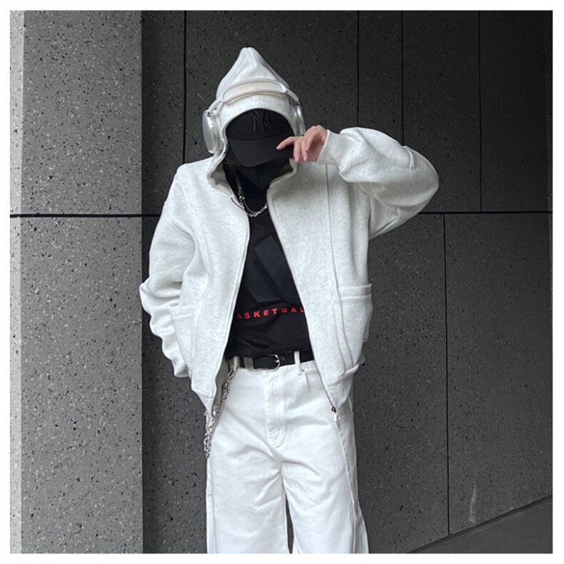 网图重磅全棉420克工装口袋卫衣拼接连帽开衫外套 RH5330-P65图片