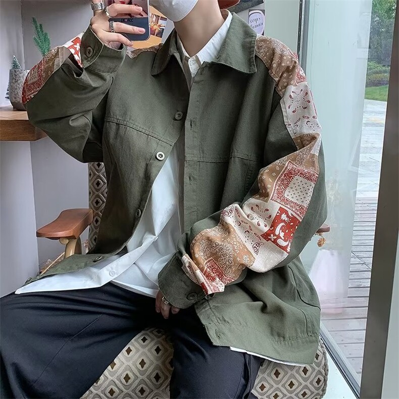 春季新款美式男外套腰果花拼接夹克WT09P60,男装夹克,星座1116-2