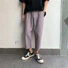 新款夏季男士韩版九分休闲裤港风潮流薄款宽松棉麻男裤潮G25-P35,男装休闲裤,星座1008