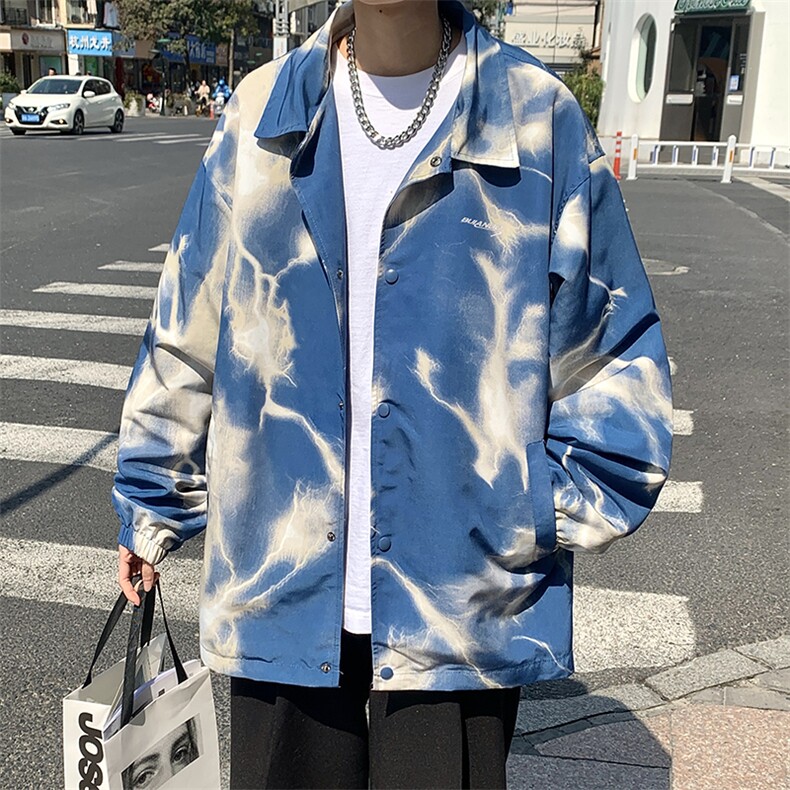 春秋季美式高街男潮牌外套西海岸hiphop嘻哈扎染夹克W3794-P48,男装夹克,星座512-2
