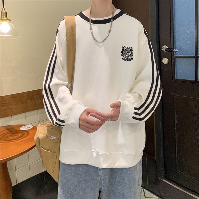 美式三杠条纹复圆领卫衣秋冬男女宽松长袖SW2483-P45控6850棉,男装卫衣,电商B370