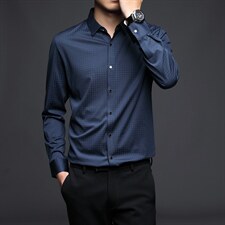2023秋季新款长袖男士衬衫中年衬衣服爸爸装中老年人宽松休闲上衣，男装衬衫，电商B212（原钱塘6029）