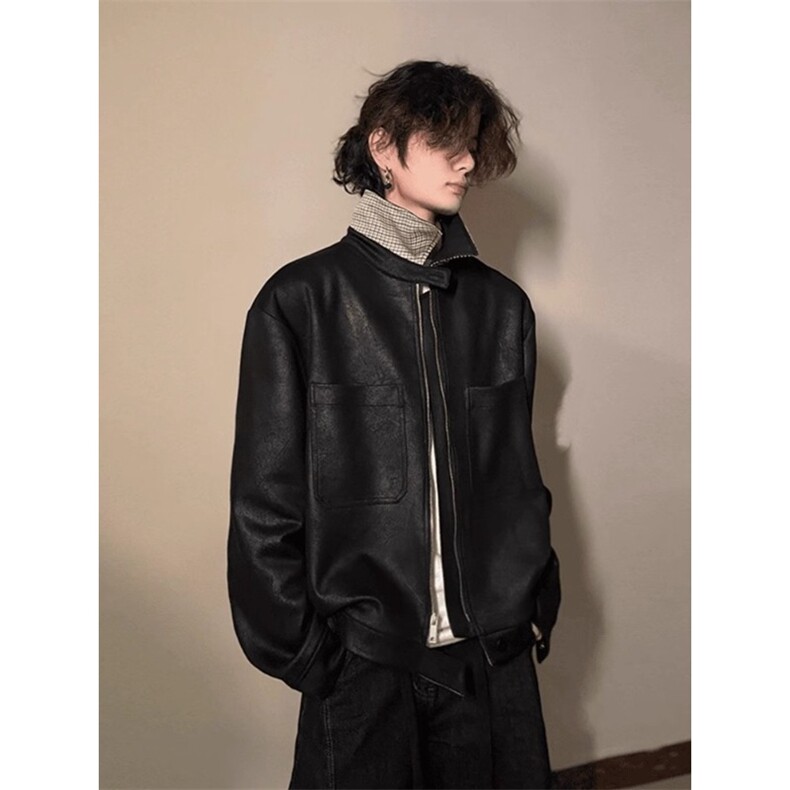 JK8563-P77美式内里千鸟格外套男春秋款双面穿霜冻裂纹翻领,男装T恤,电商B323A