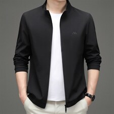 纯色夹克男装商务休闲2023春季新款立领上衣百搭潮流中年男士外套图片