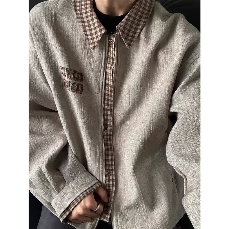 美式刺绣假两件夹克男款设计感棒球服飞行员情侣外套潮LJ6199-P72图片