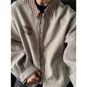 美式刺绣假两件夹克男款设计感棒球服飞行员情侣外套潮LJ6199-P72图片