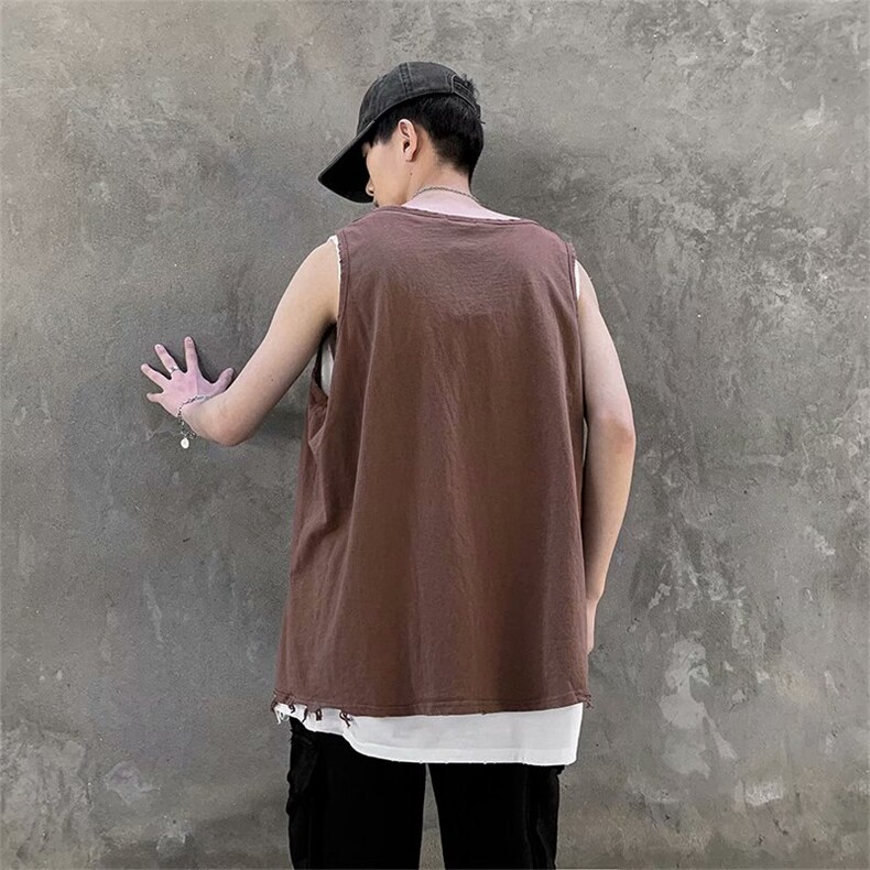 夏季ins运动背心男潮牌个性宽松百搭汗衫坎肩无袖T恤女BX241-p23,男装背心/马甲,星座1008