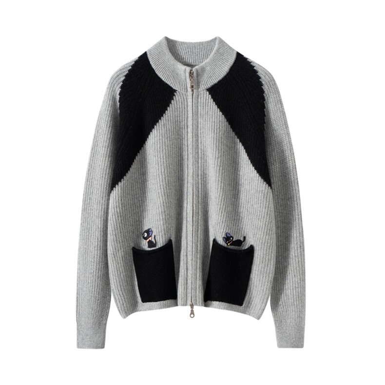 2025年秋季女士半高领双拉链羊绒开衫，女装羊绒衫，戎美山