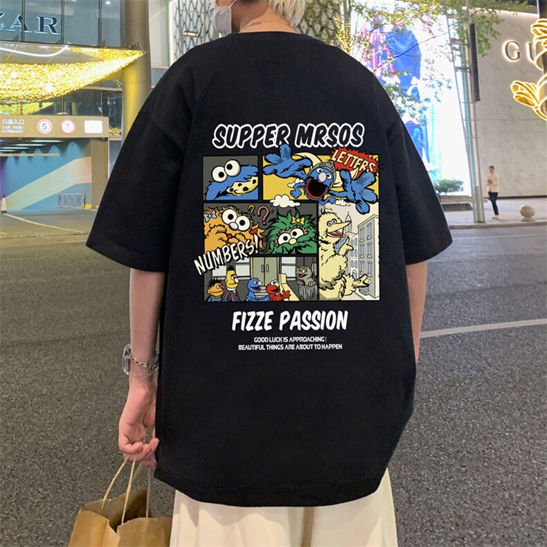 T725P26夏季新品港风高街美式短袖T恤宽松ins重磅纯棉体恤图片