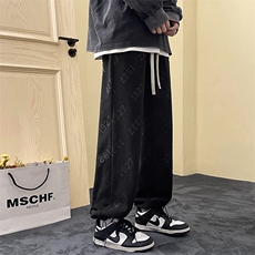 新款男百搭设计感摇粒绒直筒港风休闲裤CK2315-P45控78，男装休闲裤，星座717