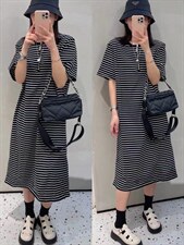 【现货］条纹连衣裙，女装连衣裙，酷巴黎