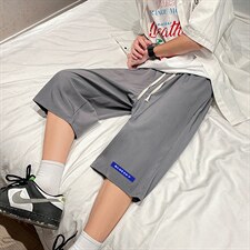 QK72202-P25冰丝七分裤男大码速干短裤男五分裤港风，男装休闲裤，电商A040