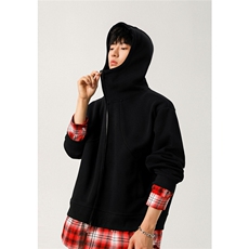 480G秋冬新款美式假两件格子开衫重磅连帽卫衣外套GW050-P95控128，女装短外套，星座216(原A116)