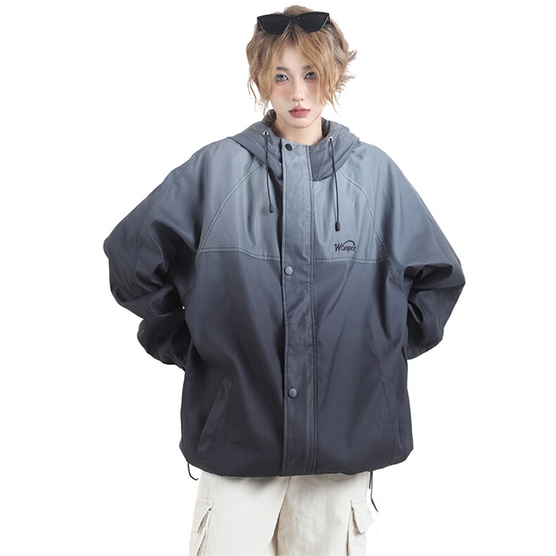 A118-P85美式渐变连帽冲锋衣户外登山服外套秋季学院风潮,男装夹克,星座911