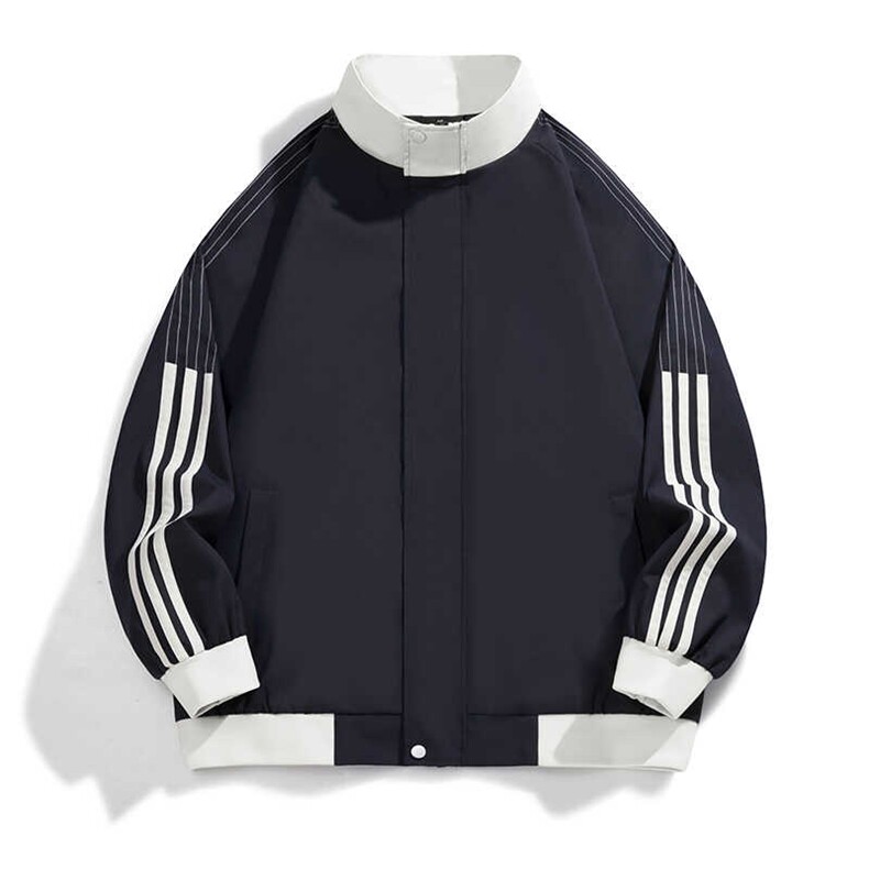 美式条纹运动立领夹克男女宽松情侣百搭潮流外套，男装夹克，电商A321
