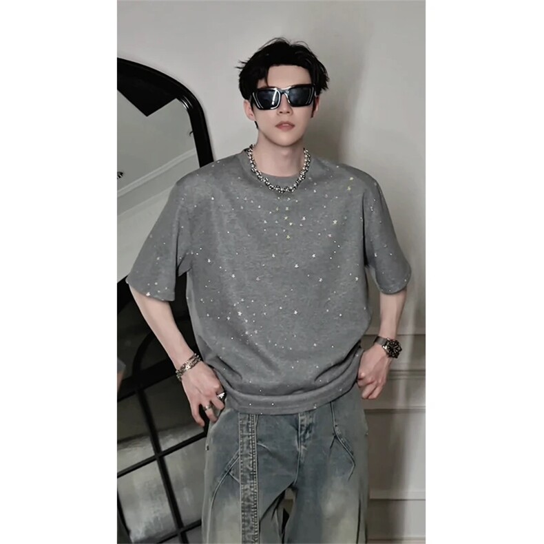 10号出货！原版280克烫钻！烧花！彩底！短袖1005-FDCC09-特P40，男装T恤，星座1005