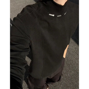半高领德绒打底衫男款冬季内搭项链长袖t恤重磅正肩卫衣 WE77图片