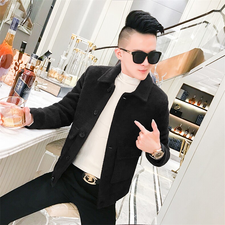 冬韩版社会男修身潮个性百搭外套翻领格子毛呢衣102A-FY8808，男装毛呢大衣，星座419（原A233）