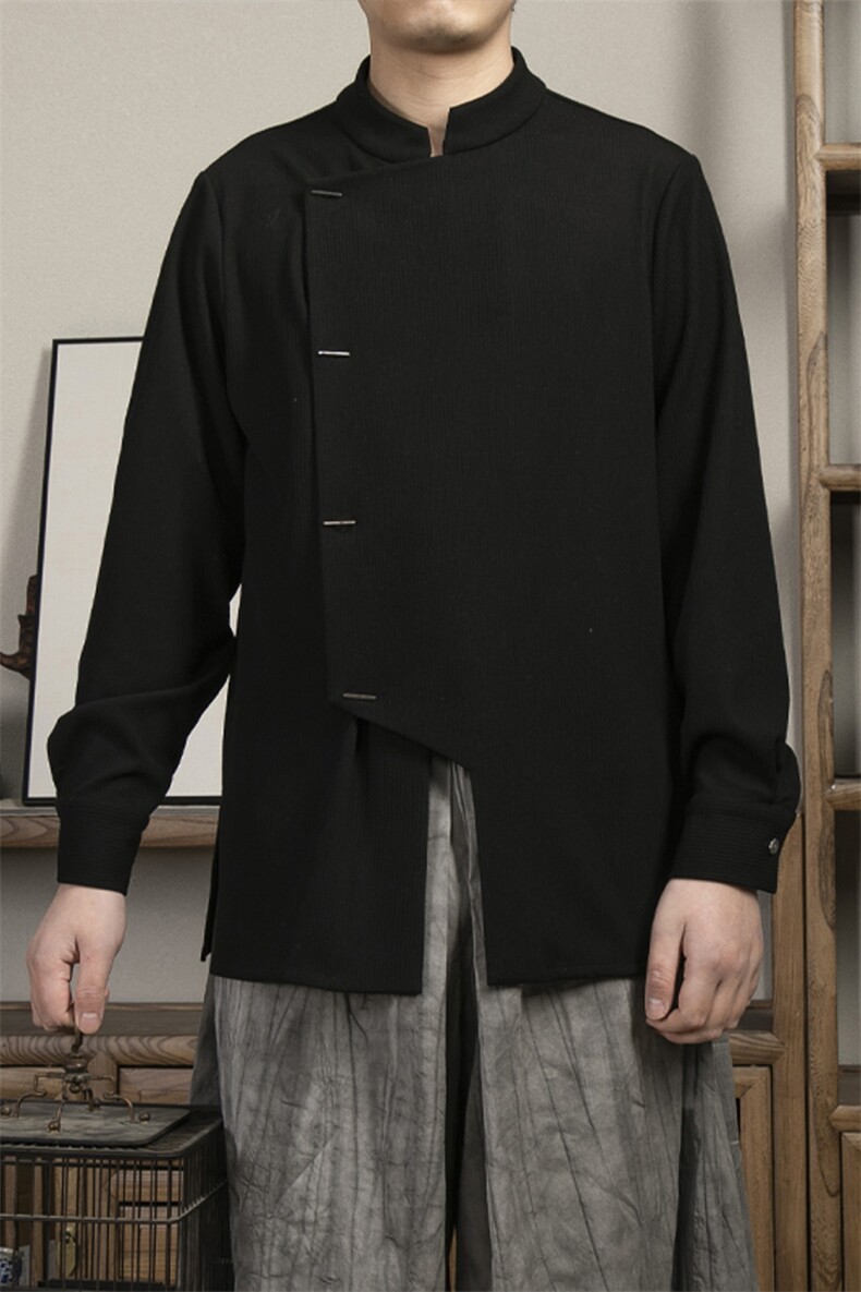 2025春夏新款风男装立领新中式男士衬衫X02P80,男装衬衫,钱塘802