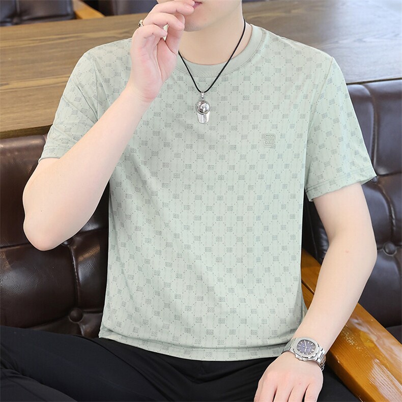 夏季冰丝短袖圆领时尚凉感休闲青年修身短袖T恤上衣XD3762-P30,男装T恤,星座310B-3