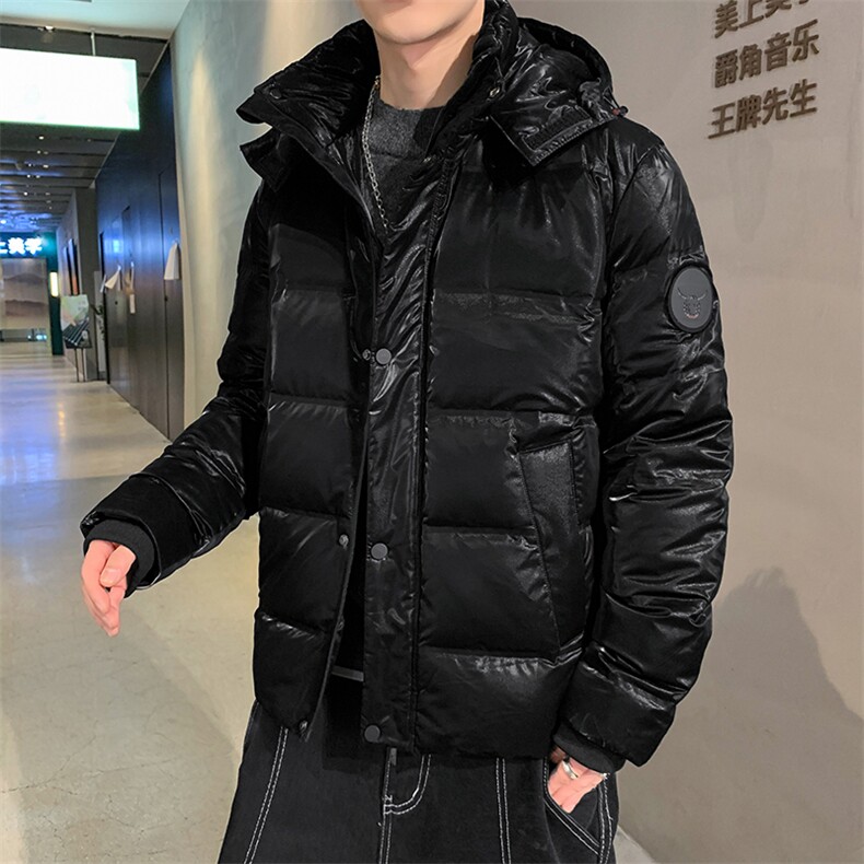新款宽松休闲外套男士冬季连帽加厚保暖羽绒服中青年时尚潮流上衣图片